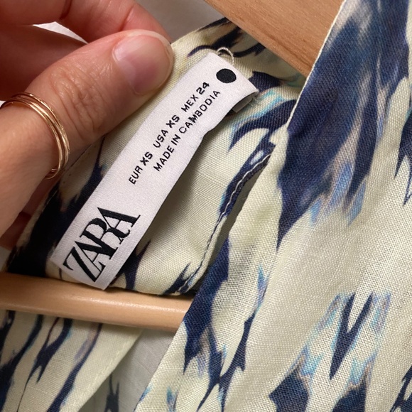 Zara Limited Edition Printed Multicolor 100% Ramie Tunic Kaftan Summer Dress XS - Picture 4 of 8
